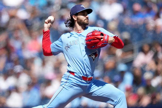 June 27, 2026, Toronto, On, CANADA: Toronto Blue Jays pitcher Dylan Cease (84) pitches during first inning American League MLB, Baseball Herren, USA baseball action against the Texas Rangers, in Toronto, Saturday, June 27, 2026. Canada News - June 27, 2026  - ZUMAc35_ 20260627_zaf_c35_048 Copyright: xNathanxDenettex