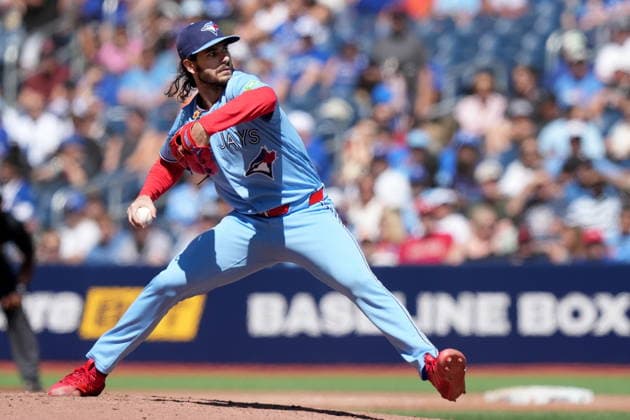 June 27, 2026, Toronto, On, CANADA: Toronto Blue Jays pitcher Dylan Cease (84) works during third inning American League MLB, Baseball Herren, USA baseball action against the Texas Rangers, in Toronto, Saturday, June 27, 2026. Canada News - June 27, 2026  - ZUMAc35_ 20260627_zaf_c35_070 Copyright: xNathanxDenettex