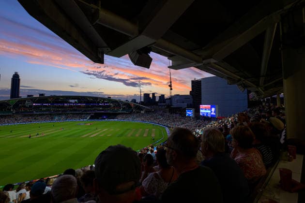 LONDON, ENGLAND JUNE 27 - General view of game play during the ICC Women s T20 World Cup game between England Women and New Zealand Women at Kia Oval on June 27, 2026 in London , England . (Photo by Keeran Marquis Sports Press Photo)  Copyright: xKeeranxMarquis SPPx Sportspressphoto_SPR178388