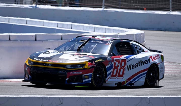 SONOMA, CA - JUNE 27: Connor Zilisch ( 88 Trackhouse Racing WeatherTech Chevrolet) races through turn 11 during practice for the NASCAR, Motorsport, USA Cup Series Toyota Save Mart 350 on June 27, 2026, at Sonoma Raceway in Sonoma, CA. (Photo by Will Lester Icon Sportswire) AUTO: JUN 27 NASCAR Cup Series Toyota Save Mart 350 EDITORIAL USE ONLY Icon26062711071