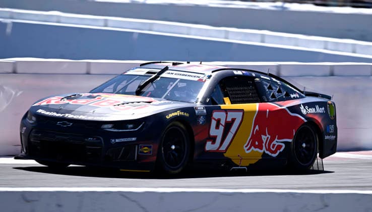 SONOMA, CA - JUNE 27: Shane Van Gisbergen ( 97 Trackhouse Racing Red Bull Chevrolet) races through turn 11 during practice for the NASCAR, Motorsport, USA Cup Series Toyota Save Mart 350 on June 27, 2026, at Sonoma Raceway in Sonoma, CA. (Photo by Will Lester Icon Sportswire) AUTO: JUN 27 NASCAR Cup Series Toyota Save Mart 350 EDITORIAL USE ONLY Icon26062711146
