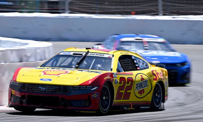 SONOMA, CA - JUNE 27: Joey Logano ( 22 Team Penske Shell Pennzoil Ford) races through turn 11 during practice for the NASCAR, Motorsport, USA Cup Series Toyota Save Mart 350 on June 27, 2026, at Sonoma Raceway in Sonoma, CA. (Photo by Will Lester Icon Sportswire) AUTO: JUN 27 NASCAR Cup Series Toyota Save Mart 350 EDITORIAL USE ONLY Icon26062711869