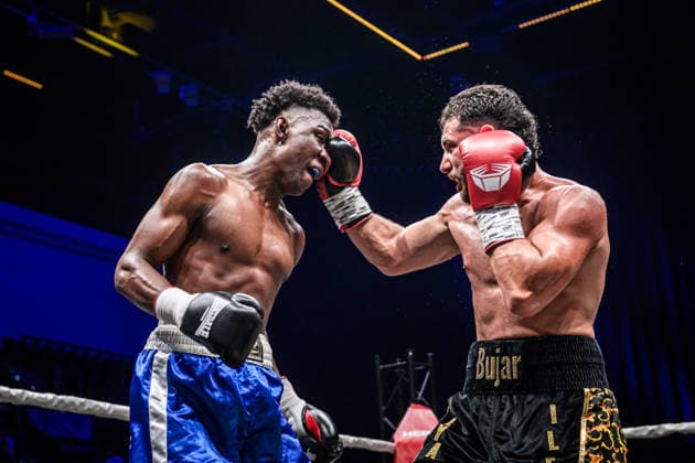 Bujar Tahiri (Deutschland), re. Volltreffer gegen Alexander Castro (Kolumbien), Mittelgewicht, Fight 12 GER, Boxnacht Showdown for Legacy IV, Prime Time Promotion, MHP Arena (Ludwigsburg), Boxen, 27.06.2026 GER, Boxnacht Showdown for Legacy IV, Prime Time Promotion, MHP Arena (Ludwigsburg), Boxen, 27.06.2026 Ludwigsburg *** Bujar Tahiri (Germany) vs. Alexander Castro (Colombia), Middleweight, Fight 12 (GER), Boxnacht Showdown for Legacy IV, Prime Time Promotion, MHP Arena Ludwigsburg, Boxing, June 27, 2026 (GER), Boxnacht Showdown for Legacy IV, Prime Time Promotion, MHP Arena Ludwigsburg, Boxing, June 27, 2026, Ludwigsburg Copyright: xSandyxDinkelackerx EP_SDR