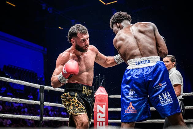Bujar Tahiri (Deutschland), li. vs. Alexander Castro (Kolumbien), Mittelgewicht, Fight 12 GER, Boxnacht Showdown for Legacy IV, Prime Time Promotion, MHP Arena (Ludwigsburg), Boxen, 27.06.2026 GER, Boxnacht Showdown for Legacy IV, Prime Time Promotion, MHP Arena (Ludwigsburg), Boxen, 27.06.2026 Ludwigsburg *** Bujar Tahiri (Germany) vs. Alexander Castro (Colombia), Middleweight, Fight 12 (GER), Boxnacht Showdown for Legacy IV, Prime Time Promotion, MHP Arena Ludwigsburg, Boxing, June 27, 2026 (GER), Boxnacht Showdown for Legacy IV, Prime Time Promotion, MHP Arena Ludwigsburg, Boxing, June 27, 2026, Ludwigsburg Copyright: xSandyxDinkelackerx EP_SDR