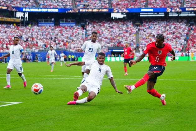 Marcus Rashford of England shoots wide Panama v England, 2026 FIFA World Cup, WM, Weltmeisterschaft, Fussball Group L, Football, New York New Jersey Stadium, East Rutherford, New Jersey, USA - 27 Jun 2026East Rutherford New York New Jersey Stadium New Jersey (NJ) United States of America EDITORIAL USE ONLY No use with unauthorised audio, video, data, fixture lists, club league logos or live services. Online in-match use limited to 120 images, no video emulation. No use in betting, games or single club league player publications.  Copyright: xJavierxGarcia Shutterstockx 16964353cf