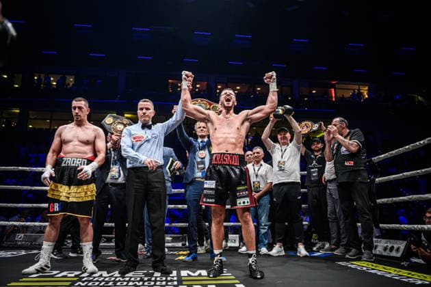 Ardian Krasniqi (Deutschland) - Freude, Jubelschrei, Jubel nach Sieg im Kampf: Ardian Krasniqi (Deutschland) vs. Vinko Zadro (Kroatien), Halbschwergewicht, Fight 13 GER, Boxnacht Showdown for Legacy IV, Prime Time Promotion, MHP Arena (Ludwigsburg), Boxen, 27.06.2026 GER, Boxnacht Showdown for Legacy IV, Prime Time Promotion, MHP Arena (Ludwigsburg), Boxen, 27.06.2026 Ludwigsburg *** Ardian Krasniqi (Germany) – Joy, cheers, and celebration after victory in the fight between Ardian Krasniqi (Germany) and Vinko Zadro (Croatia), light heavyweight, Fight 13 GER, Box Night Showdown for Legacy IV, Prime Time Promotion, MHP Arena Ludwigsburg, Boxing, June 27, 2026 GER, Boxnacht Showdown for Legacy IV, Prime Time Promotion, MHP Arena Ludwigsburg, Boxing, June 27, 2026 Ludwigsburg Copyright: xSandyxDinkelackerx EP_SDR