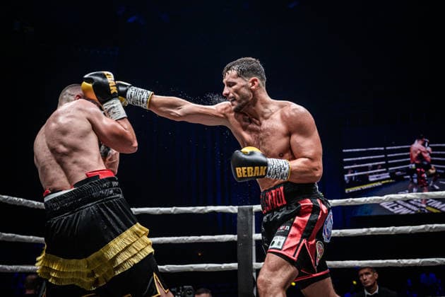 Ardian Krasniqi (Deutschland), re. Teilt aus gegen Vinko Zadro (Kroatien), Halbschwergewicht, Fight 13 GER, Boxnacht Showdown for Legacy IV, Prime Time Promotion, MHP Arena (Ludwigsburg), Boxen, 27.06.2026 GER, Boxnacht Showdown for Legacy IV, Prime Time Promotion, MHP Arena (Ludwigsburg), Boxen, 27.06.2026 Ludwigsburg *** Ardian Krasniqi (Germany) takes on Vinko Zadro (Croatia), light heavyweight, Fight 13 GER, Boxing Night: Showdown for Legacy IV, Prime Time Promotion, MHP Arena Ludwigsburg, Boxing, June 27, 2026 GER, Boxnacht Showdown for Legacy IV, Prime Time Promotion, MHP Arena Ludwigsburg, Boxing, June 27, 2026 Ludwigsburg Copyright: xSandyxDinkelackerx EP_SDR