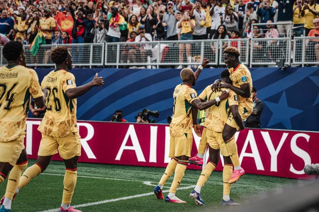 Fußball Herren FIFA Fußball-Weltmeisterschaft 2026 Gruppe L Kroatien vs. Ghana 27.06.2026 Torjubel Ghana, v.l. Kwasi Sibo ( 8, Ghana), Derrick Luckassen ( 23, Ghana) und Kojo Peprah Oppong ( 21, Ghana) Philadelphia Philadelphia Stadion Pennsylvania United States of America *** Men s Soccer 2026 FIFA World Cup Group L Croatia vs. Ghana June 27, 2026 Goal celebration by Ghana; from left: Kwasi Sibo, 8, Ghana, Derrick Luckassen 23, Ghana, and Kojo Peprah Oppong 21, Ghana; Philadelphia, Philadelphia Stadium, Pennsylvania, United States of America