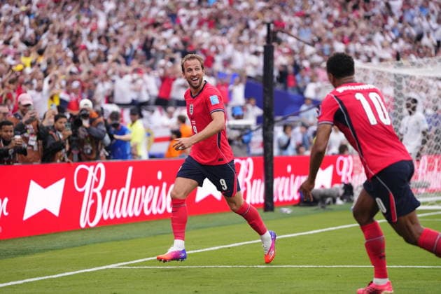Panama v England - FIFA World Cup, WM, Weltmeisterschaft, Fussball 2026 - Group L NEW JERSEY, USA - JUNE 27: Harry Kane of England celebrates after scoring his team s second goal during the 2026 FIFA World Cup First Stage Group L match between Panama and England at New Jersey Stadium (MetLife Stadium) in East Rutherford, New Jersey, USA, on June 27, 2026. Jose Hernandez Anadolu New Jersey United States. Editorial use only. Please get in touch for any other usage.  Copyright: x2026xAnadoluxJosexHernandezx