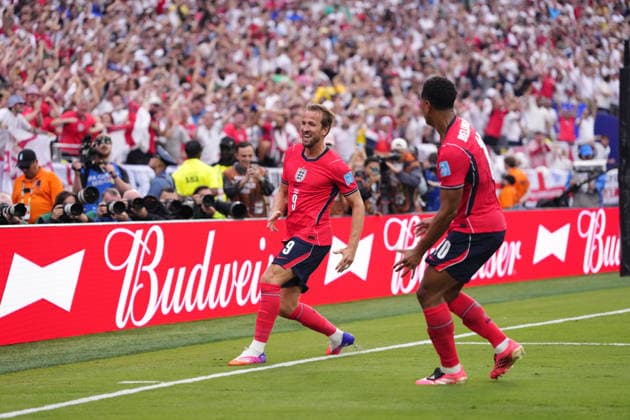 Panama v England - FIFA World Cup, WM, Weltmeisterschaft, Fussball 2026 - Group L NEW JERSEY, USA - JUNE 27: Harry Kane of England celebrates after scoring his team s second goal during the 2026 FIFA World Cup First Stage Group L match between Panama and England at New Jersey Stadium (MetLife Stadium) in East Rutherford, New Jersey, USA, on June 27, 2026. Jose Hernandez Anadolu New Jersey United States. Editorial use only. Please get in touch for any other usage.  Copyright: x2026xAnadoluxJosexHernandezx