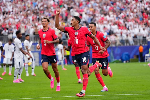 Panama v England: Group L - FIFA World Cup, WM, Weltmeisterschaft, Fussball 2026 Jude Bellingham of England celebrates after scoring his team s first goal during the FIFA World Cup 2026 Group L match between Panama and England at New York New Jersey Stadium on June 27, 2026 in East Rutherford, New Jersey. East Rutherford NJ United States  Copyright: xJosexBretonx originalFilename:bretonhernandez-panamave260627_npGKP.jpg