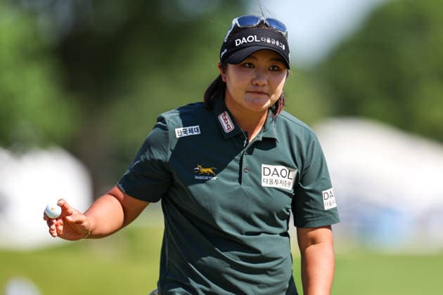 Hae Ran Ryu of South Korea reacts after finishing her round on the 18th green during the third round of the 2026 KPMG Women s PGA, Golf Herren Championship at Hazeltine National Golf Club on June 27, 2026 in Chaska, Minnesota. CSM. Chaska USA - ZUMAc04_ 20260627_zma_c04_153 Copyright: xStevenxGarciax