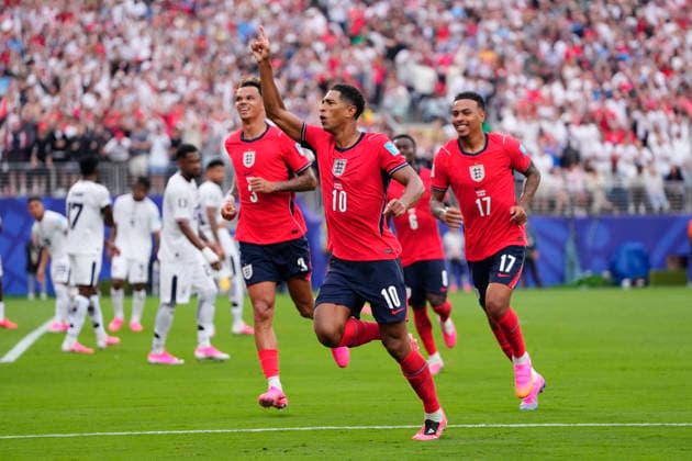 Panama v England: Group L - FIFA World Cup, WM, Weltmeisterschaft, Fussball 2026 Jude Bellingham of England celebrates after scoring his team s first goal during the FIFA World Cup 2026 Group L match between Panama and England at New York New Jersey Stadium on June 27, 2026 in East Rutherford, New Jersey. East Rutherford NJ United States  Copyright: xJosexBretonx originalFilename:bretonhernandez-panamave260627_npC00.jpg