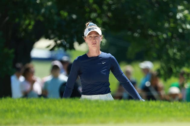 KPMG Women™s PGA, Golf Herren Championship 2026 CHASKA, MINNESOTA - JUNE 27: Nelly Korda of the United States hits out of the bunker toward the 15th green during the third round of the KPMG Women™s PGA Championship 2026 at Hazeltine National Golf Club in Chaska, Minnesota, USA Saturday, June 27, 2026. Chaska Minnesota United States  Copyright: xJorgexLemusx originalFilename:lemus-kpmgwome260627_npMcz.jpg