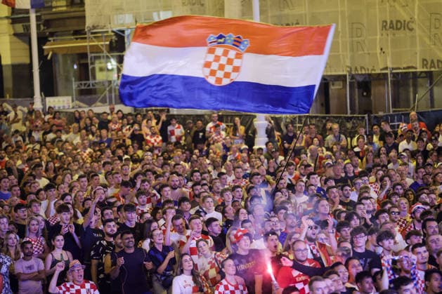 Croatia Fans Watch Ghana Match in Zagreb Croatia supporters gather in Zagreb, Croatia, on June 27, 2026, as they follow the FIFA World Cup, WM, Weltmeisterschaft, Fussball 2026 Group L match between Croatia and Ghana.  MarkoxSeper PIXSELL