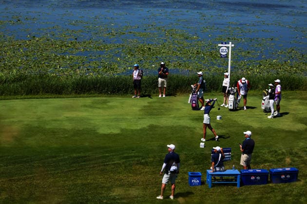 Nelly Korda of the United States hits her tee shot on the 16th hole during the third round of the 2026 KPMG Women s PGA, Golf Herren Championship at Hazeltine National Golf Club on June 27, 2026 in Chaska, Minnesota. CSM. Chaska USA - ZUMAc04_ 20260627_zma_c04_163 Copyright: xStevenxGarciax