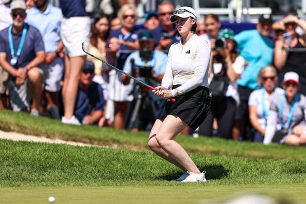 Karis Davidson of Australia reacts to a missed putt on the 18th green during the third round of the 2026 KPMG Women s PGA, Golf Herren Championship at Hazeltine National Golf Club on June 27, 2026 in Chaska, Minnesota. CSM. Chaska USA - ZUMAc04_ 20260627_zma_c04_174 Copyright: xStevenxGarciax