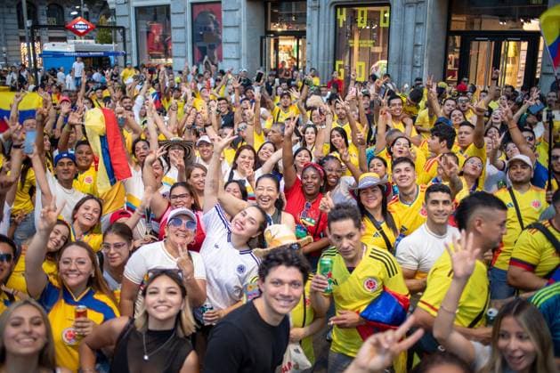 Football, 2026 FIFA World Cup, Colombia v Portugal, fans at a public viewing event in Madrid