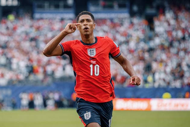 Panama vs England NOVA JERSEY, NJ - 27.06.2026: PANAMA VS ENGLAND - Bellingham Jude of England celebrates after scoring a goal during the match between Panama and England, valid for the third round of the group stage of the 2026 World Cup, held at MetLife Stadium in New Jersey, United States. (Photo: Marcelo Machado de Melo Fotoarena) x2972541x  MarceloxMachadoxdexMelo