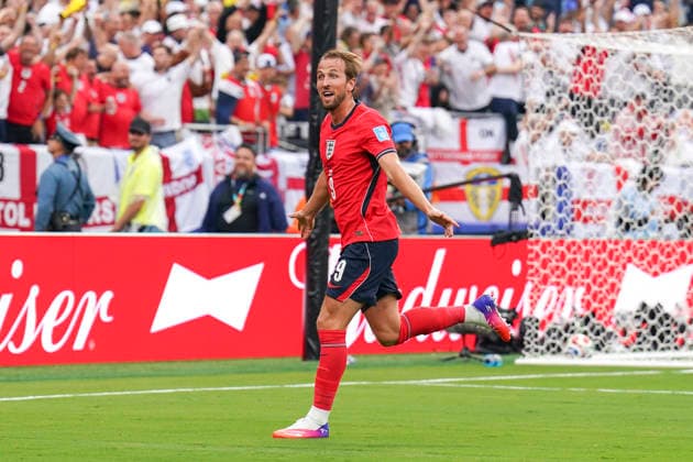 Panama v England, FIFA World Cup, WM, Weltmeisterschaft, Fussball 2026 England forward Harry Kane (9) scores a GOAL 0-2 and celebrates during the Panama v England FIFA WORLD CUP 2026 Group L match at New York New Jersey Stadium, East Rutherford, United States on 27 June 2026 Credit: Eleanor Hoad Every Second Media Editorial use only. All images are copyright Every Second Media Limited. No images may be reproduced without prior permission. Copyright: xIMAGO EveryxSecondxMediax ESM-2058-0056 EleanorxHoadx xEveryxSecondxMediax