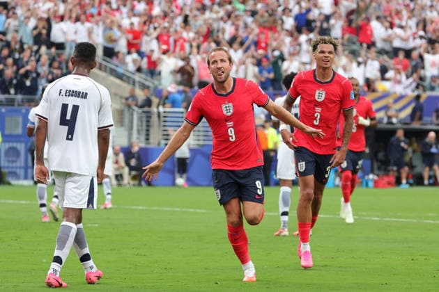England s Harry Kane celebrates a goal in a Group L match of the 2026 FIFA World Cup, WM, Weltmeisterschaft, Fussball between Panama and England at MetLife Stadium in New Jersey, USA 27 June 2026. FIFA World Cup 2026: Panama - England !ACHTUNG: NUR REDAKTIONELLE NUTZUNG!  Copyright: xSebastiaoxMoreirax AMDEP7548 20260628-55020732625_1