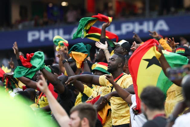 (260628) -- PHILADELPHIA, June 28, 2026 -- Fans of Ghana cheer during the group L match between Croatia and Ghana at the 2026 FIFA World Cup, WM, Weltmeisterschaft, Fussball at Philadelphia Stadium in Philadelphia, the United States, June 27, 2026. ) (SP)U.S.-PHILADELPHIA-FOOTBALL-FIFA WORLD CUP-GROUP E-CRO VS GHA HuxXingyu 