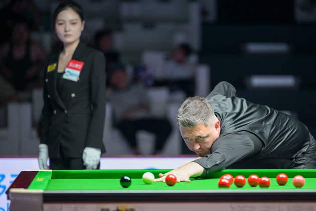 LESHAN, CHINA - JUNE 27: Kyren Wilson of England plays a shot in the match against Neil Robertson of Australia on day 2 of 2026 Snooker Superstar Invitational Tournament on June 27, 2026 in Leshan, Sichuan Province of China.  Copyright: xChinaxNewsxServicex 111650771994