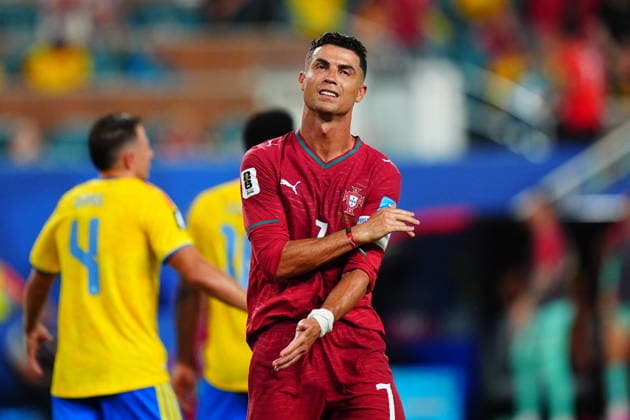 Colombia v Portugal - FIFA World Cup, WM, Weltmeisterschaft, Fussball 2026 - Group K FLORIDA, USA - JUNE 27: Cristiano Ronaldo (7) of Portugal reacts during the 2026 FIFA World Cup First Stage Group K match between Colombia and Portugal at the Hard Rock Stadium (Miami Stadium) in Miami Gardens, Florida, United States on June 27, 2026.??????? Evrim Aydin Anadolu Florida United States. Editorial use only. Please get in touch for any other usage.  Copyright: x2026xAnadoluxEvrimxAydinx