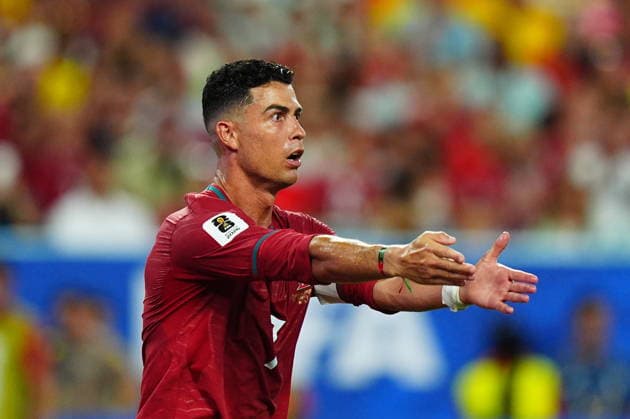 Colombia v Portugal - FIFA World Cup, WM, Weltmeisterschaft, Fussball 2026 - Group K FLORIDA, USA - JUNE 27: Cristiano Ronaldo (7) of Portugal reacts during the 2026 FIFA World Cup First Stage Group K match between Colombia and Portugal at the Hard Rock Stadium (Miami Stadium) in Miami Gardens, Florida, United States on June 27, 2026.??????? Evrim Aydin Anadolu Florida United States. Editorial use only. Please get in touch for any other usage.  Copyright: x2026xAnadoluxEvrimxAydinx