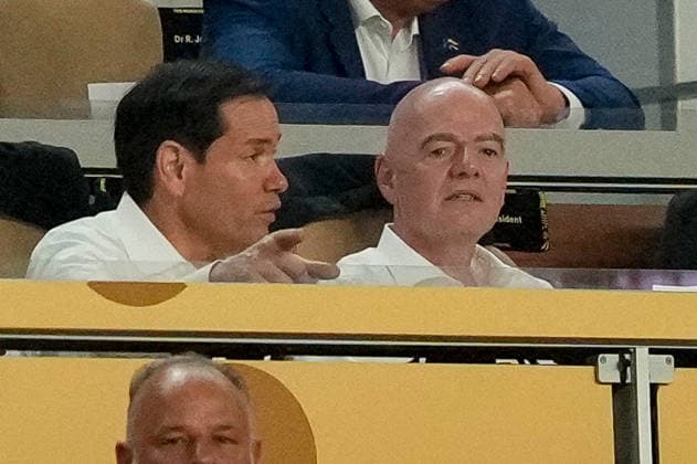 US-Aussenminiser Rubio und FIFA Praesident Gianni Infantino look on during the FIFA World Cup, WM, Weltmeisterschaft, Fussball 2026 Group K match between Colombia and Portugal at Miami Stadium on June 27, 2026 in Miami, United States. (Photo by Alex Gottschalk DeFodi Images) - *** U.S. Secretary of State Rubio and FIFA President Gianni Infantino look on during the 2026 FIFA World Cup Group K match between Colombia and Portugal at Miami Stadium on June 27, 2026, in Miami, United States. Photo by Alex Gottschalk, DeFodi Images