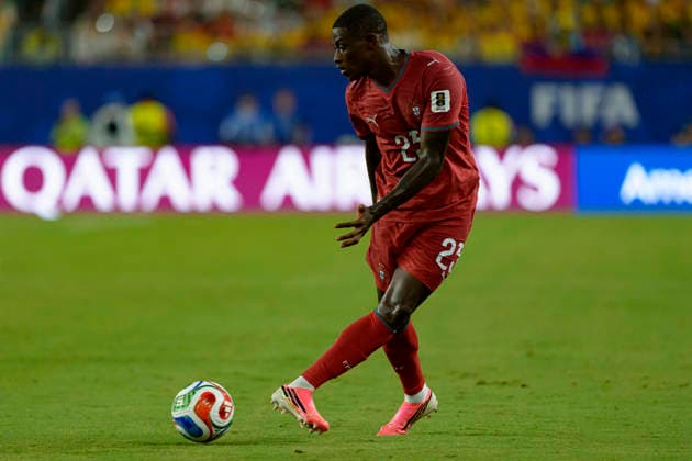 Nuno Mendes seen during FIFA World Cup, WM, Weltmeisterschaft, Fussball 2026 game between national teams of Colombia and Portugal (Edmund Wong Ball Raw Images) Miami Hard Rock Stadium USA Copyright: xEdmundxWongx edmundwong_columbia_portugal_2526_2-12