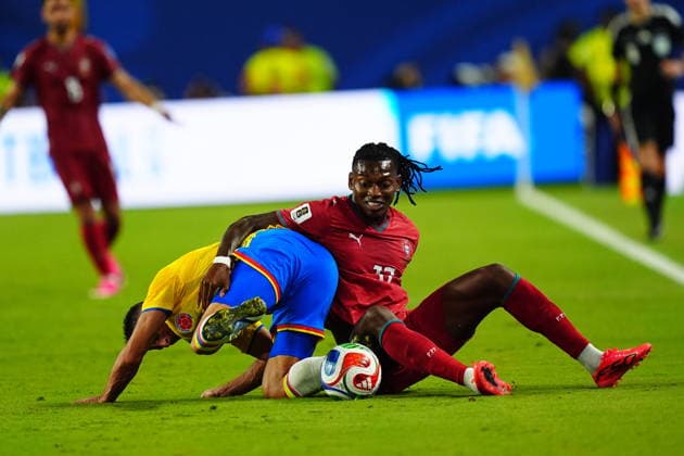 Colombia v Portugal - FIFA World Cup, WM, Weltmeisterschaft, Fussball 2026 - Group K FLORIDA, USA - JUNE 27: Rafael Leao (17) of Portugal in action during the 2026 FIFA World Cup First Stage Group K match between Colombia and Portugal at the Hard Rock Stadium (Miami Stadium) in Miami Gardens, Florida, United States on June 27, 2026. Evrim Aydin Anadolu Florida United States. Editorial use only. Please get in touch for any other usage.  Copyright: x2026xAnadoluxEvrimxAydinx