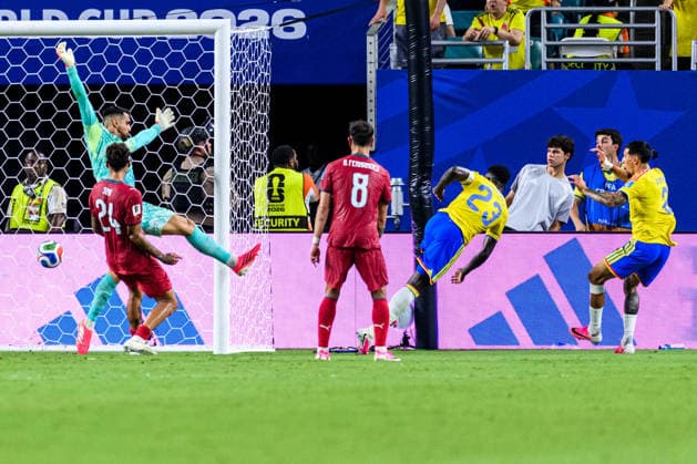 260627 Davinson Sanchez of Colombia scores 1-0 (later disallowed do to offside) during the FIFA World Cup, WM, Weltmeisterschaft, Fussball 2026 group stage football match between Colombia and Portugal on June 27, 2026 in Miami. Photo: Jon Olav Nesvold BILDBYRAN COP 217 JE0137 fotboll football soccer fotball vm fotbolls-vm fotball-vm fotbolls-vm 2026 fifa world cup 2026 17 bbeng *** June 27, 2026: Davinson Sanchez of Colombia scores a goal, which is later disallowed due to offside, during the 2026 FIFA World Cup group stage soccer match between Colombia and Portugal on June 27, 2026 in Miami. Photo by Jon Olav Nesvold, BILDBYRAN COP 217 JE0137 soccer football fotball World Cup soccer World Cup 2026 FIFA World Cup 2026 17 bbeng  Copyright: JONxOLAVxNESVOLD BB260627JE121