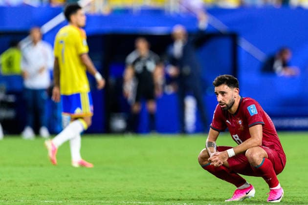260627 Bruno Fernandes of Portugal looks dejected during the FIFA World Cup, WM, Weltmeisterschaft, Fussball 2026 group stage football match between Colombia and Portugal on June 27, 2026 in Miami. Photo: Jon Olav Nesvold BILDBYRAN COP 217 JE0137 fotboll football soccer fotball vm fotbolls-vm fotball-vm fotbolls-vm 2026 fifa world cup 2026 17 bbeng depp *** June 27, 2026: Bruno Fernandes of Portugal looks dejected during the 2026 FIFA World Cup group stage soccer match between Colombia and Portugal on June 27, 2026 in Miami. Photo by Jon Olav Nesvold, BILDBYRAN COP 217 JE0137 soccer football fotball World Cup soccer World Cup 2026 FIFA World Cup 2026 17 bbeng depp  Copyright: JONxOLAVxNESVOLD BB260627JE122