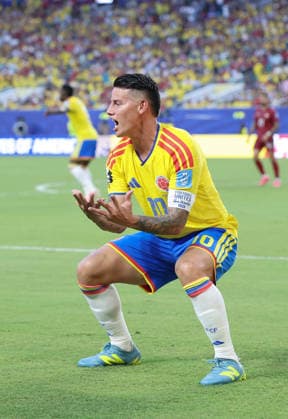(260628) -- MIAMI, June 28, 2026 -- James Rodriguez of Colombia reacts during the group K match between Colombia and Portugal at the 2026 FIFA World Cup, WM, Weltmeisterschaft, Fussball at Miami Stadium, Miami, the United States, June 27, 2026. ) (SP)U.S.-MIAMI-FOOTBALL-FIFA WORLD CUP-GROUP K-COL VS POR ZhangxChen 