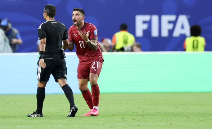 (260628) -- MIAMI, June 28, 2026 -- Ruben Neves (R) of Portugal argues with referee Alireza Faghani during the group K match between Colombia and Portugal at the 2026 FIFA World Cup, WM, Weltmeisterschaft, Fussball at Miami Stadium, Miami, the United States, June 27, 2026. ) (SP)U.S.-MIAMI-FOOTBALL-FIFA WORLD CUP-GROUP K-COL VS POR ZhangxChen 
