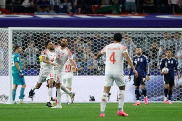Mousa Altamari (L) of Jordan celebrates after scoring during the FIFA World Cup, WM, Weltmeisterschaft, Fussball 2026 Group J match between Jordan and Argentina at AT&T Stadium in Dallas, USA, 27 June 2026. FIFA World Cup 2026: Jordan - Argentina !ACHTUNG: NUR REDAKTIONELLE NUTZUNG!  Copyright: xMariscalx GR7366 20260628-55020733616_1