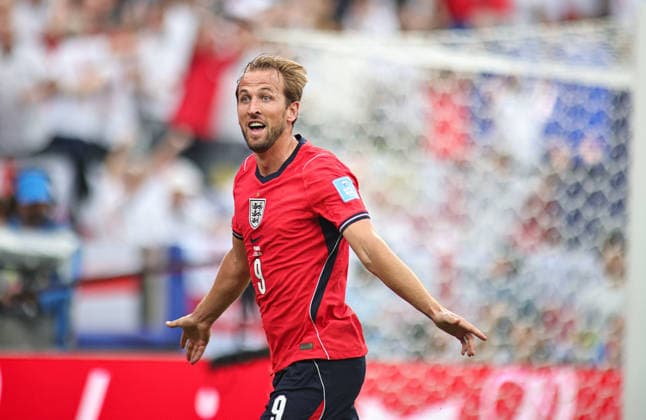 June 27, 2026, Rutherford, New Jersey, USA: England forward Harry Kane (9) celebrates his goal during the June 27th FIFA World Cup, WM, Weltmeisterschaft, Fussball 2026 matchup between Panama and England at MetLife Stadium in East Rutherford, New Jersey. Rutherford USA - ZUMAs325 20260627_zsp_s325_087 Copyright: xJessxStilesx