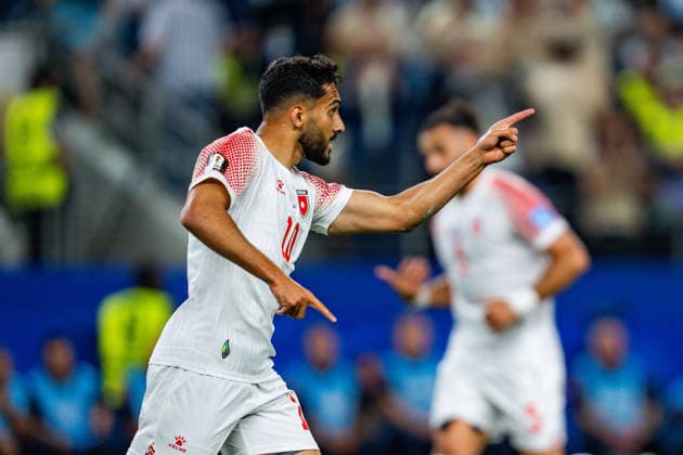 FIFA Fussball Weltmeisterschaft 2026, Gruppe J, Spiel 3, Jordan vs. Argentinien, 27.06.2026, Dallas Stadium Tor zum 1:2 durch Mousa Al Tamari (Jordan) *** 2026 FIFA World Cup, Group J, Match 3, Jordan vs. Argentina, June 27, 2026, Dallas Stadium; Goal to make it 1–2 by Mousa Al Tamari (Jordan) Copyright: xBahhoxKarax