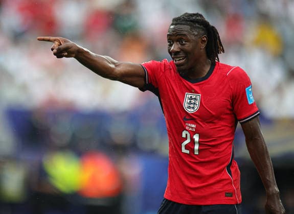 June 27, 2026, Rutherford, New Jersey, USA: England midfielder Eberechi Eze (21) reacts to a play during the June 27th FIFA World Cup, WM, Weltmeisterschaft, Fussball 2026 matchup between Panama and England at MetLife Stadium in East Rutherford, New Jersey. Rutherford USA - ZUMAs325 20260627_zsp_s325_140 Copyright: xJessxStilesx