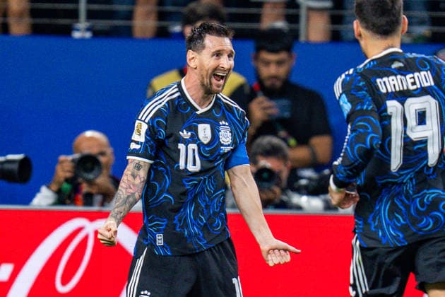 FIFA Fussball Weltmeisterschaft 2026, Gruppe J, Spiel 3, Jordan vs. Argentinien, 27.06.2026, Dallas Stadium Tor zum 1:3 durch Lionel Messi (Argentinien) *** 2026 FIFA World Cup, Group J, Match 3, Jordan vs. Argentina, June 27, 2026, Dallas Stadium; Goal to make it 1–3 by Lionel Messi (Argentina) Copyright: xBahhoxKarax