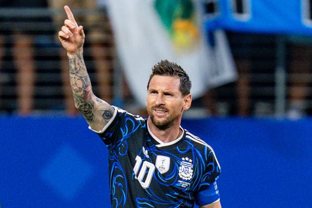 FIFA Fussball Weltmeisterschaft 2026, Gruppe J, Spiel 3, Jordan vs. Argentinien, 27.06.2026, Dallas Stadium Tor zum 1:3 durch Lionel Messi (Argentinien) *** 2026 FIFA World Cup, Group J, Match 3, Jordan vs. Argentina, June 27, 2026, Dallas Stadium; Goal to make it 1–3 by Lionel Messi (Argentina) Copyright: xBahhoxKarax