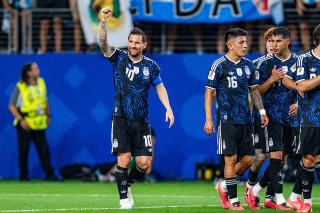 FIFA Fussball Weltmeisterschaft 2026, Gruppe J, Spiel 3, Jordan vs. Argentinien, 27.06.2026, Dallas Stadium Tor zum 1:3 durch Lionel Messi (Argentinien) *** 2026 FIFA World Cup, Group J, Match 3, Jordan vs. Argentina, June 27, 2026, Dallas Stadium; Goal to make it 1–3 by Lionel Messi (Argentina) Copyright: xBahhoxKarax