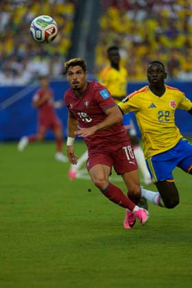 June 27, 2026, Miami Gardens, Florida, USA: Forward Pedro Neto (18) of Portugal during the World Cup Group K, Round 1 match between Portugal and Colombia at Miami Stadium. The score was Portugal 0 : Colombia 0. Miami Gardens USA - ZUMAd212 20260627_zsp_d212_016 Copyright: xRichardxDolex