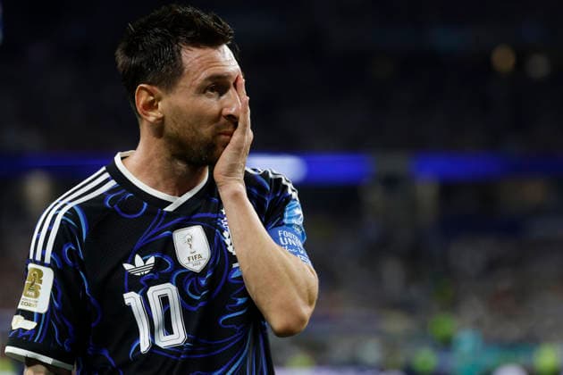 Lionel Messi of Argentina reacts after the FIFA World Cup, WM, Weltmeisterschaft, Fussball 2026 Group J match between Jordan and Argentina at AT&T Stadium in Dallas, USA, 27 June 2026. FIFA World Cup 2026: Jordan - Argentina !ACHTUNG: NUR REDAKTIONELLE NUTZUNG!  Copyright: xMariscalx GR7440 20260628-55020733823_1