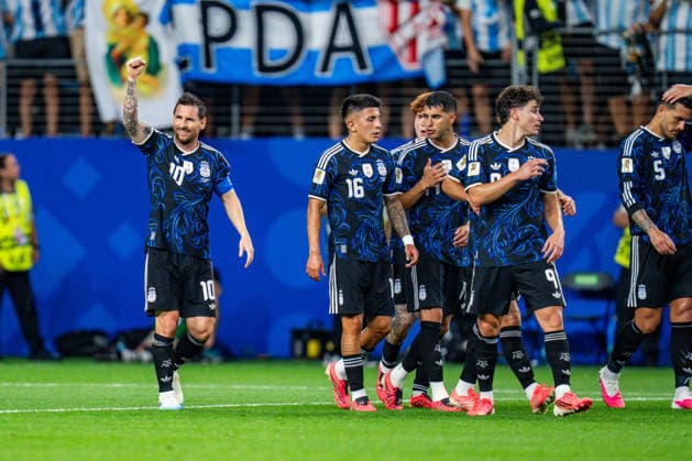 FIFA Fussball Weltmeisterschaft 2026, Gruppe J, Spiel 3, Jordan vs. Argentinien, 27.06.2026, Dallas Stadium Tor zum 1:3 durch Lionel Messi (Argentinien) *** 2026 FIFA World Cup, Group J, Match 3, Jordan vs. Argentina, June 27, 2026, Dallas Stadium; Goal to make it 1–3 by Lionel Messi (Argentina) Copyright: xBahhoxKarax