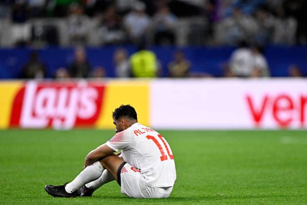 2026-06-28 Jordan v Argentina - Group J: FIFA World Cup, WM, Weltmeisterschaft, Fussball 2026 ARLINGTON, UNITED STATES - JUNE 28: Musa Al Taamari of Jordan looks dejected during the Group J: FIFA World Cup 2026 match between Jordan and Argentina at Dallas Stadium on June 28, 2026 in Arlington, Texas. (Photo by Pablo Morano BSR Agency) Arlington United States Content not available for redistribution in The Netherlands directly or indirectly through any third parties. Copyright: xBSRxAgencyx