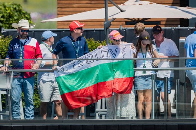 MOTORSPORTS, FORMULA 1 - GP of Austria 2026 SPIELBERG,AUSTRIA,28.JUN.26 - MOTORSPORTS, FORMULA 1 - Grand Prix of Austria, Red Bull Ring, FIA Formula 2. Image shows fans of Nikola Tsolov (BUL Campos Racing).  GEPAxpictures xMatthiasxTrinkl