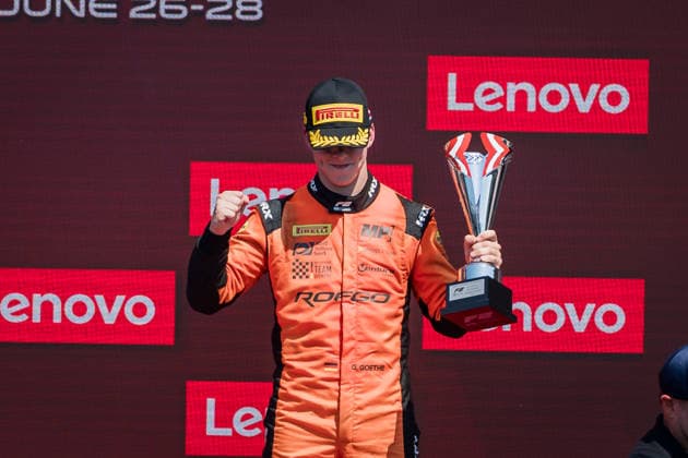 MOTORSPORTS, FORMULA 1 - GP of Austria 2026 SPIELBERG,AUSTRIA,28.JUN.26 - MOTORSPORTS, FORMULA 1 - Grand Prix of Austria, Red Bull Ring, FIA Formula 2. Image shows Oliver Goethe (GER MP Motorsport). Keywords: trophy.  GEPAxpictures xMatthiasxTrinkl
