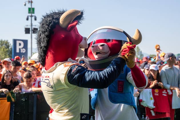 MOTORSPORTS, FORMULA 1 - GP of Austria 2026 SPIELBERG,AUSTRIA,28.JUN.26 - MOTORSPORTS, FORMULA 1 - Grand Prix of Austria, Red Bull Ring. Image shows mascots Bulli and Ringo.  GEPAxpictures xGabrielxLopez